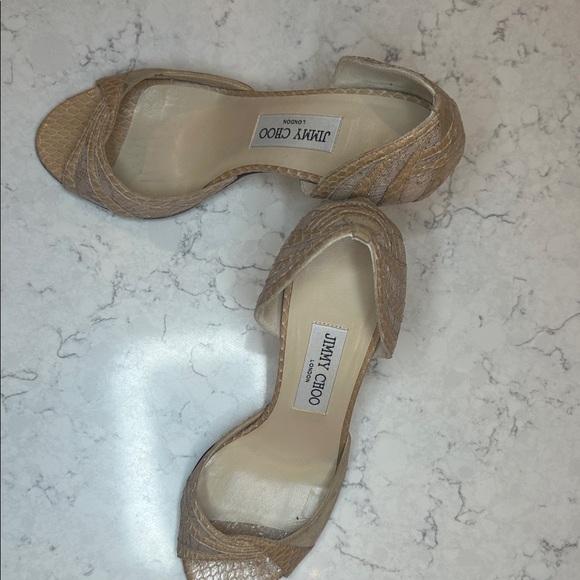 Jimmy Choo Nude Snakeskin Heels - Picture 2 of 8